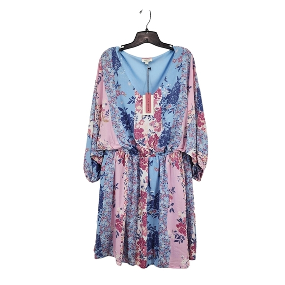 Andree by Unit Women's Plus Mixed Floral Mini Dress - 1X - Picture 2 of 7